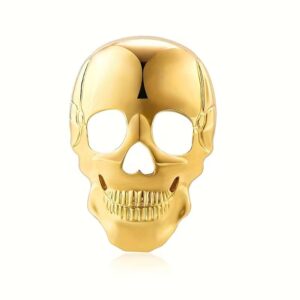 Brooch, Alloy Gold Plated Skull Pin.